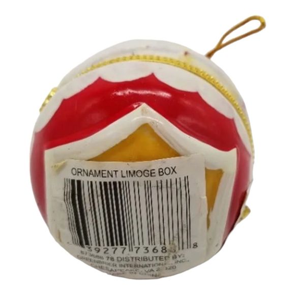 Limoge Style Christmas Ball Ornament Hinged Ceramic Porcelain Trinket Box NWOT - Picture 6 of 6